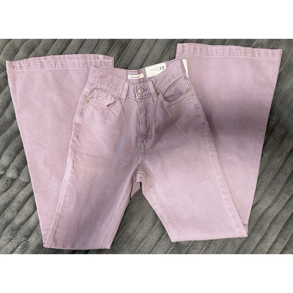PacSun Girls Purple Wide-Leg Denim Jeans Size 23 Pockets Light Wash